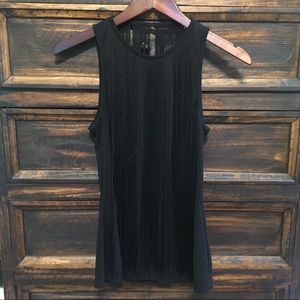 Cute black tank with fringe